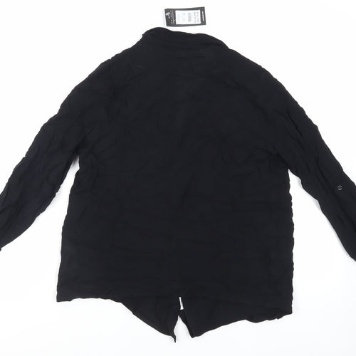 New Look Womens Black Viscose Kimono Blouse Size 10 V-Neck - Open