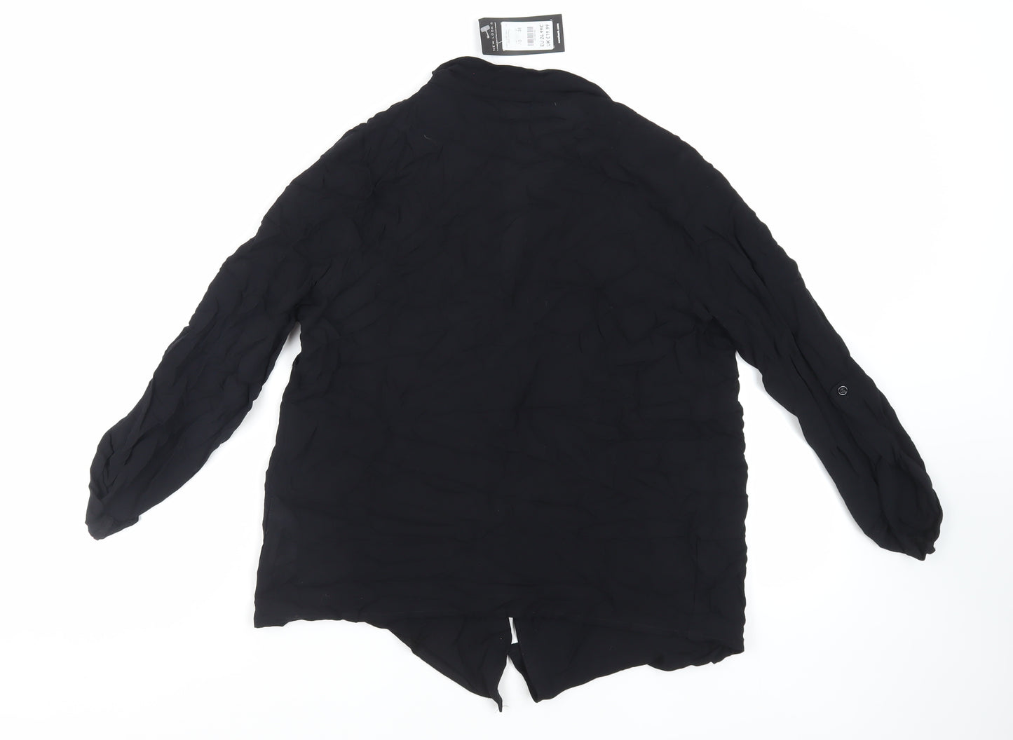 New Look Womens Black Viscose Kimono Blouse Size 10 V-Neck - Open