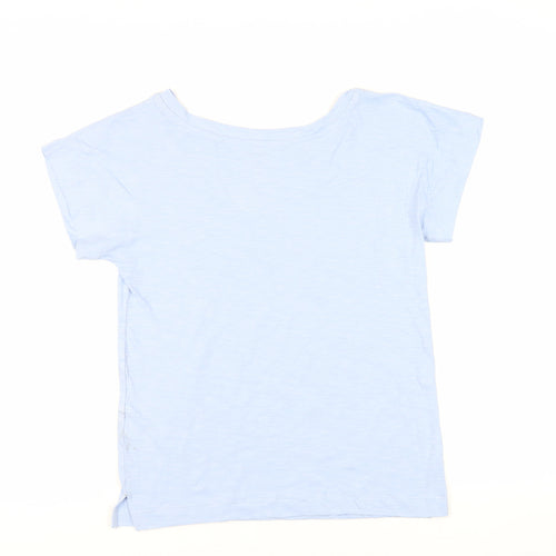 Marks and Spencer Womens Blue Cotton Basic T-Shirt Size 8 Boat Neck