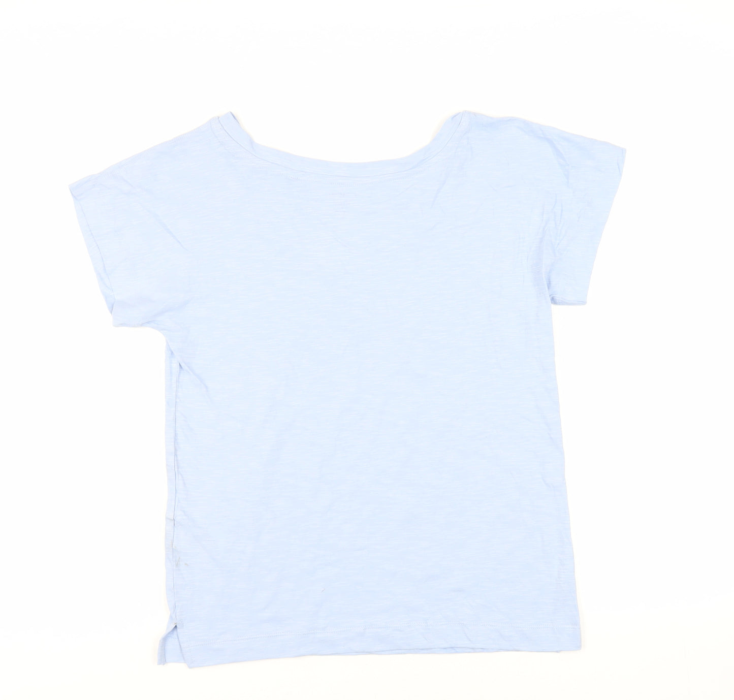 Marks and Spencer Womens Blue Cotton Basic T-Shirt Size 8 Boat Neck