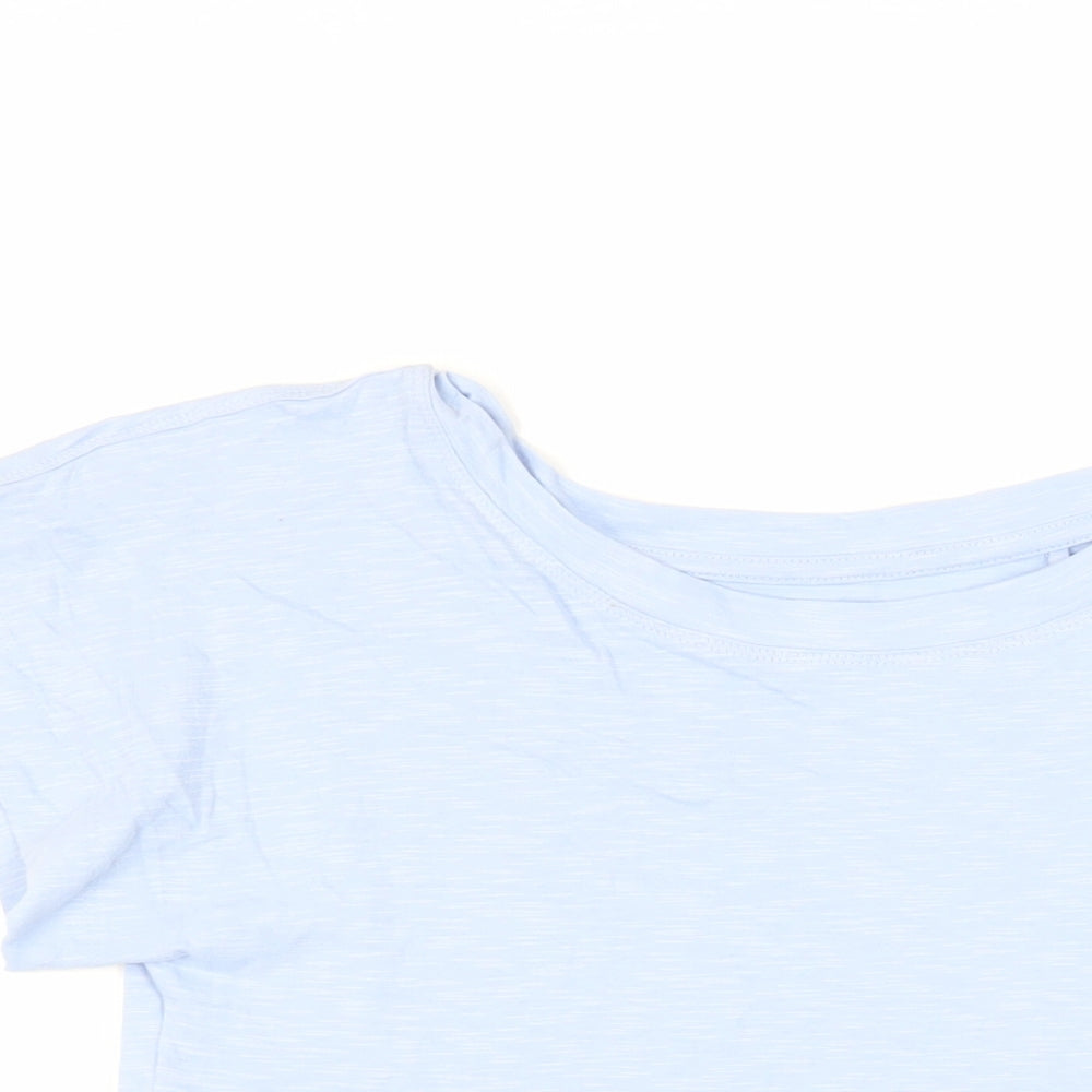 Marks and Spencer Womens Blue Cotton Basic T-Shirt Size 8 Boat Neck