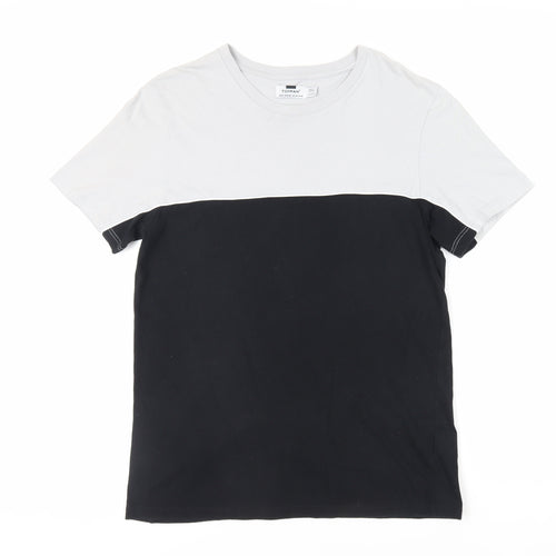 Topman Mens Black Cotton T-Shirt Size M Crew Neck