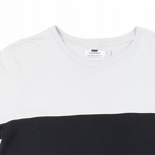 Topman Mens Black Cotton T-Shirt Size M Crew Neck