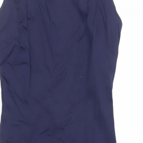Hilton Weiner Womens Blue Cotton Pencil Dress Size XS Boat Neck Zip