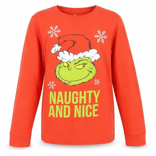 Disney Girls Red Cotton Pullover T-Shirt Size 10-11 Years Crew Neck - The Grinch Christmas