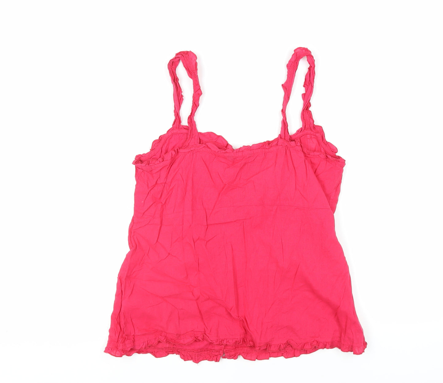 M&Co Womens Pink Cotton Basic Tank Size 12 Square Neck - Embroidered