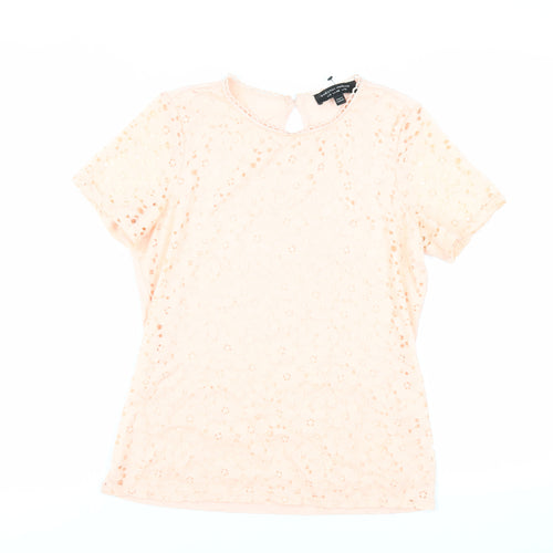Dorothy Perkins Womens Pink Nylon Basic Blouse Size 10 Round Neck