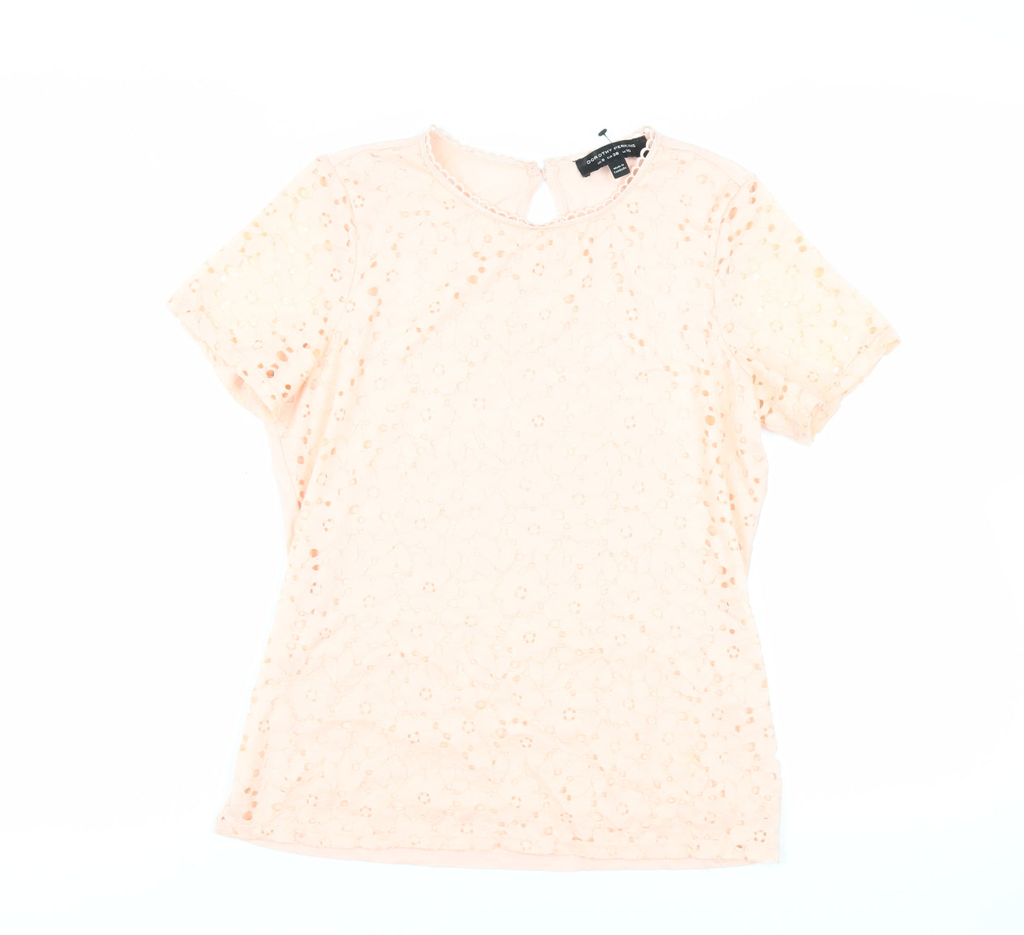 Dorothy Perkins Womens Pink Nylon Basic Blouse Size 10 Round Neck