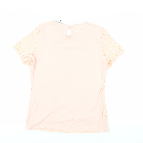 Dorothy Perkins Womens Pink Nylon Basic Blouse Size 10 Round Neck