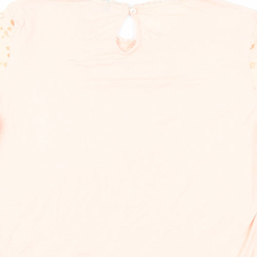 Dorothy Perkins Womens Pink Nylon Basic Blouse Size 10 Round Neck