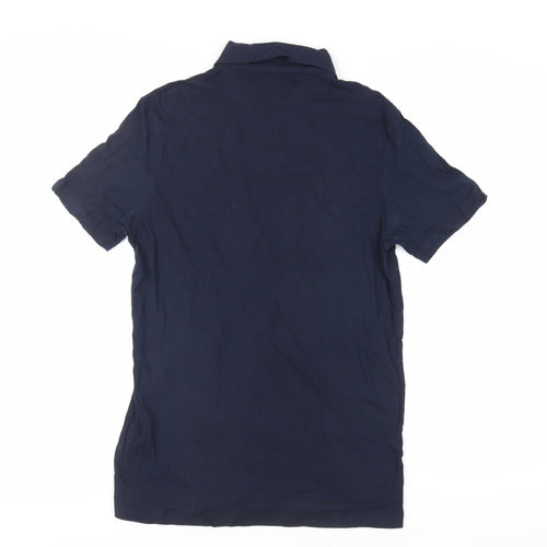 Boohoo Man Mens Blue Cotton Polo Size S Collared Button