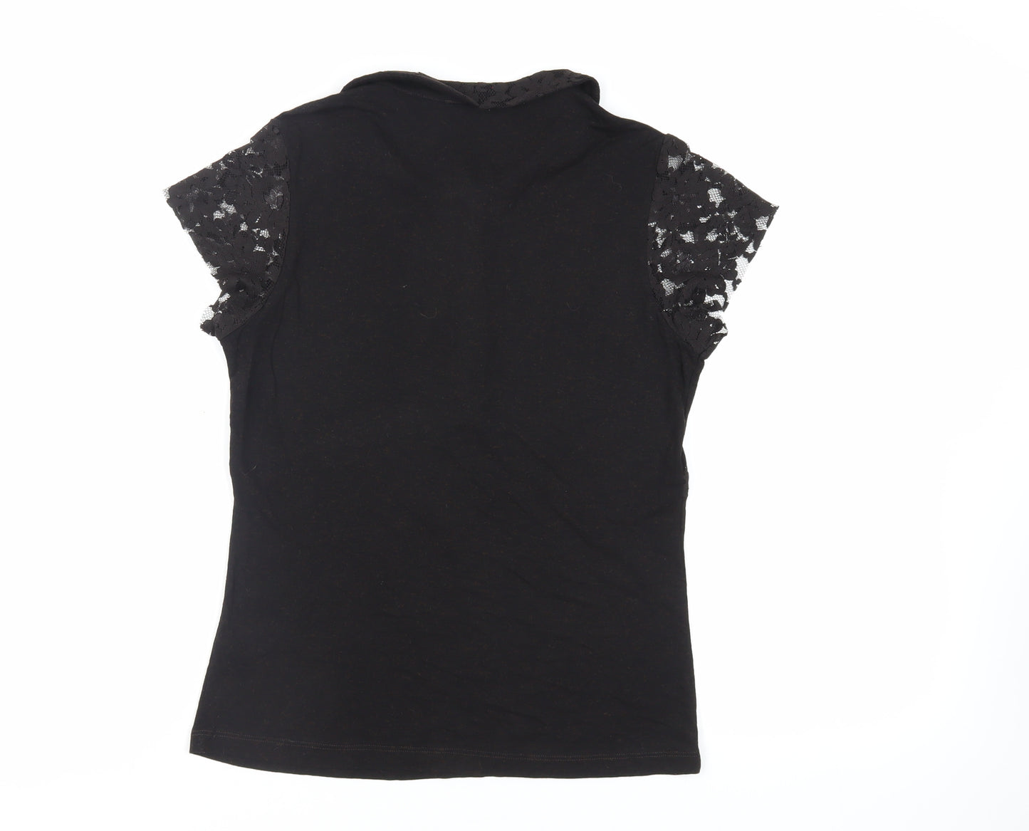Per Una Womens Black Viscose Basic Blouse Size 12 Collared - Lace Detail