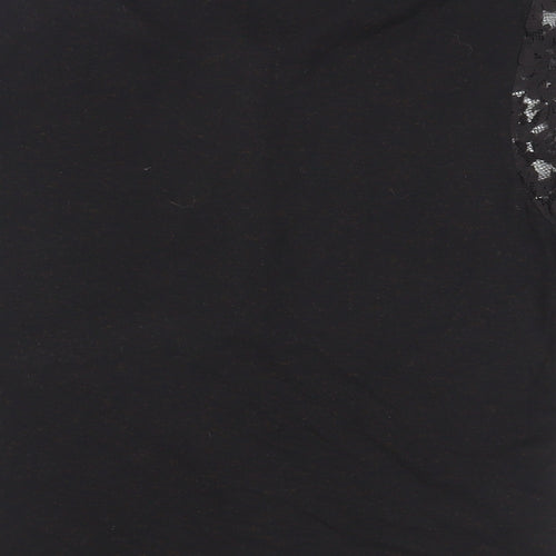 Per Una Womens Black Viscose Basic Blouse Size 12 Collared - Lace Detail
