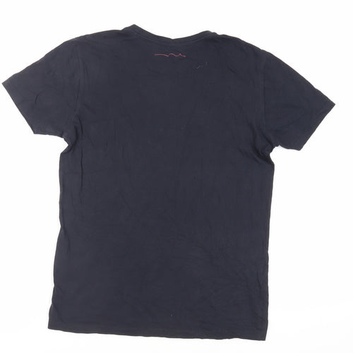 Teddy Smith Mens Blue Cotton T-Shirt Size S Crew Neck - Logo