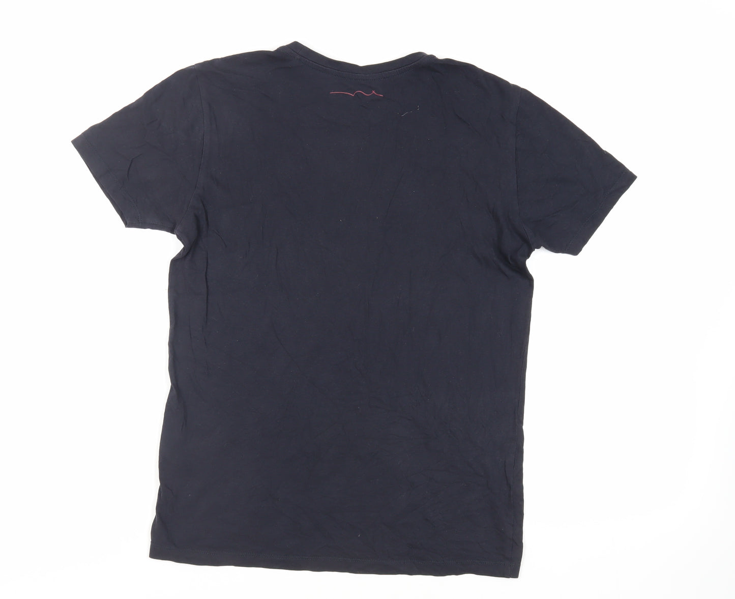 Teddy Smith Mens Blue Cotton T-Shirt Size S Crew Neck - Logo
