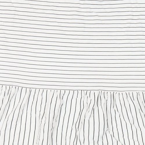 New Look Womens White Striped Cotton T-Shirt Dress Size 12 Round Neck Pullover