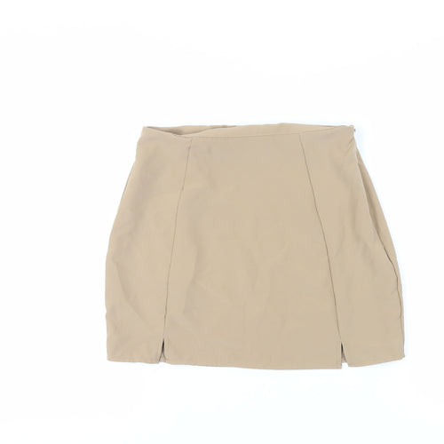 Boohoo Womens Beige Polyester Mini Skirt Size 12 Zip