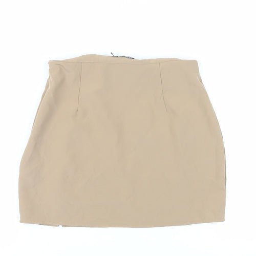 Boohoo Womens Beige Polyester Mini Skirt Size 12 Zip