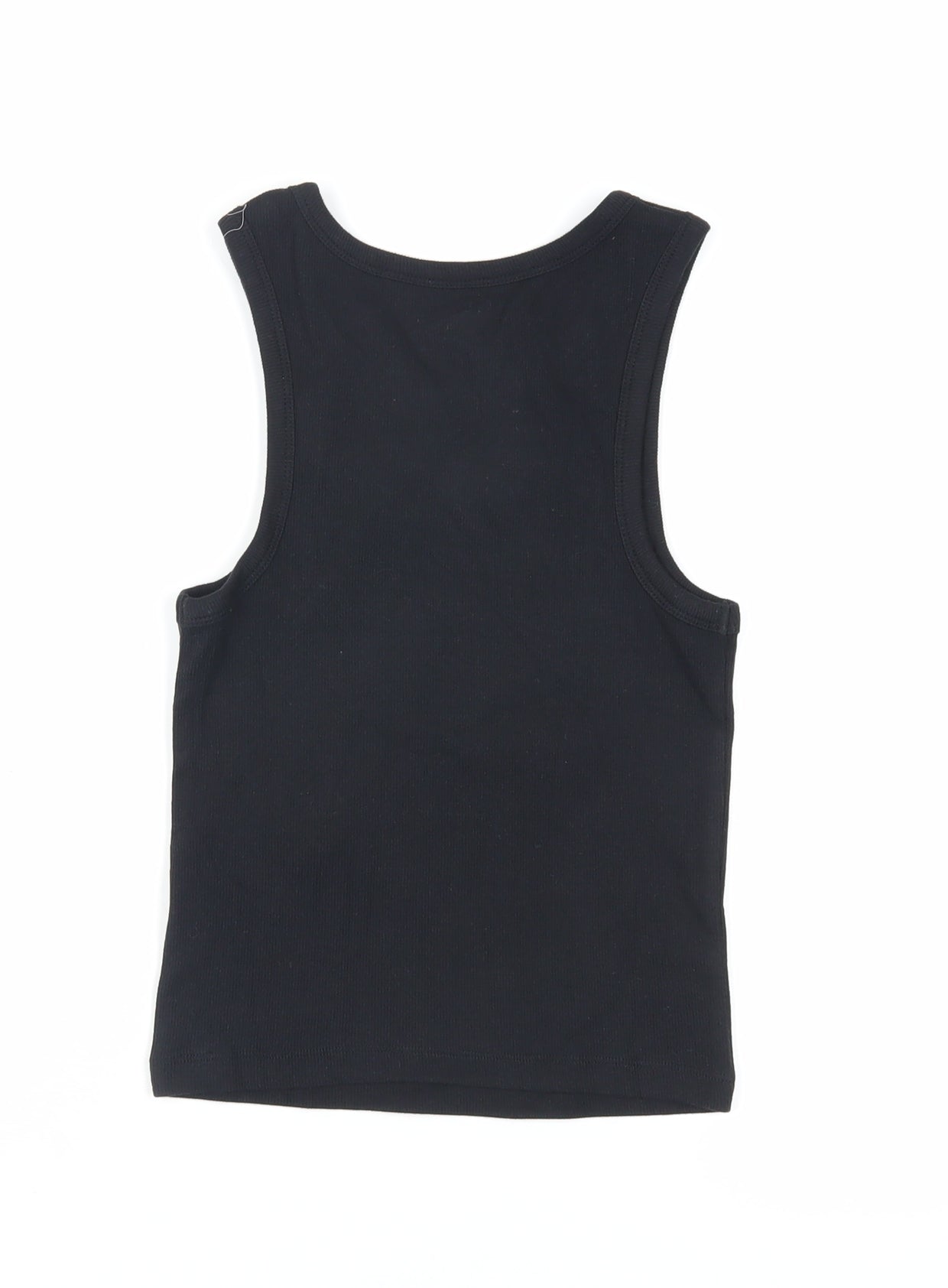 Friends Womens Black Cotton Basic Tank Size XS Round Neck