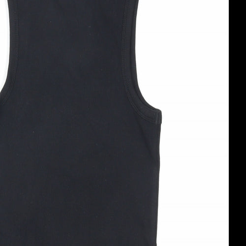 Friends Womens Black Cotton Basic Tank Size XS Round Neck