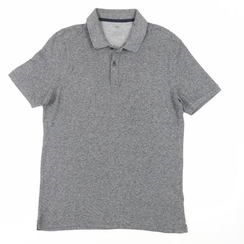 Marks and Spencer Mens Grey Cotton Polo Size M Collared Button