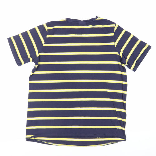 Topshop Womens Blue Striped Cotton Basic T-Shirt Size 12 Crew Neck