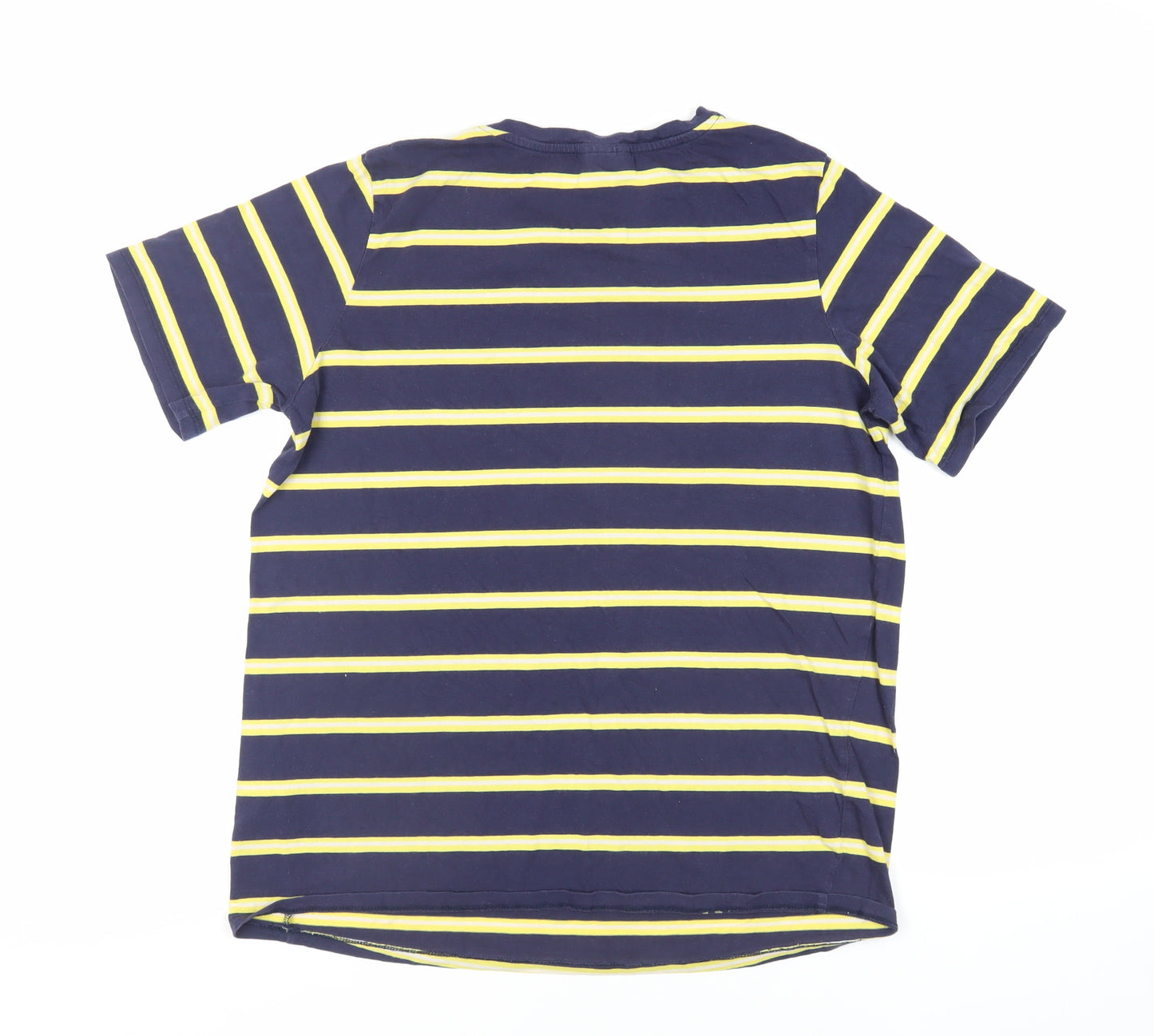 Topshop Womens Blue Striped Cotton Basic T-Shirt Size 12 Crew Neck