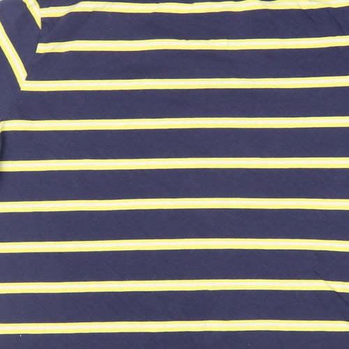 Topshop Womens Blue Striped Cotton Basic T-Shirt Size 12 Crew Neck