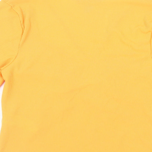 New Look Womens Orange Polyester Basic Blouse Size 10 V-Neck - Ribbed
