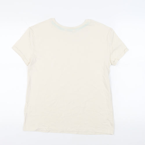 Marks and Spencer Womens Ivory Cotton Basic T-Shirt Size S Crew Neck - Good Things