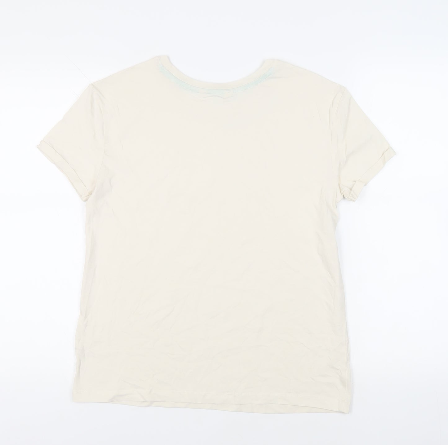 Marks and Spencer Womens Ivory Cotton Basic T-Shirt Size S Crew Neck - Good Things
