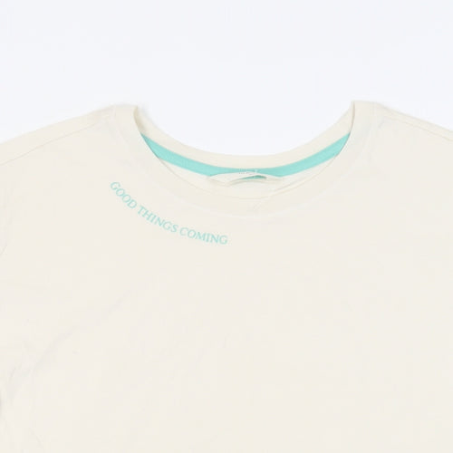 Marks and Spencer Womens Ivory Cotton Basic T-Shirt Size S Crew Neck - Good Things