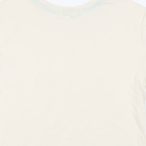 Marks and Spencer Womens Ivory Cotton Basic T-Shirt Size S Crew Neck - Good Things