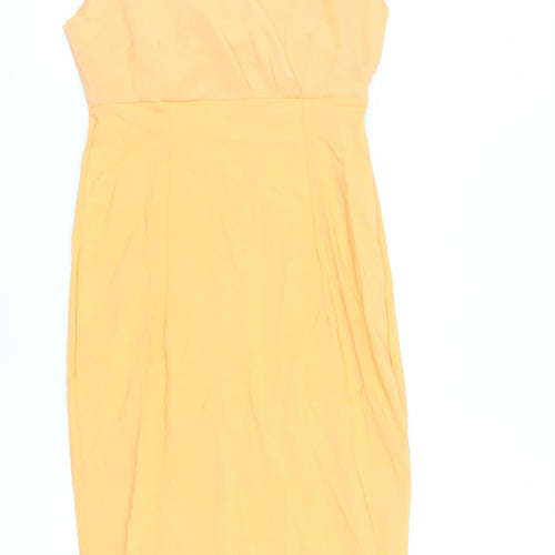 Vesper Womens Orange Polyester Pencil Dress Size 12 V-Neck Zip
