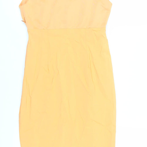 Vesper Womens Orange Polyester Pencil Dress Size 12 V-Neck Zip