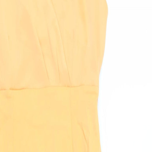 Vesper Womens Orange Polyester Pencil Dress Size 12 V-Neck Zip