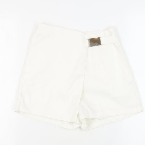 Missguided Womens White Polyester Skort Skirt Size 6 Zip