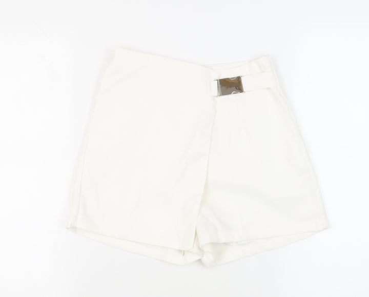 Missguided Womens White Polyester Skort Skirt Size 6 Zip