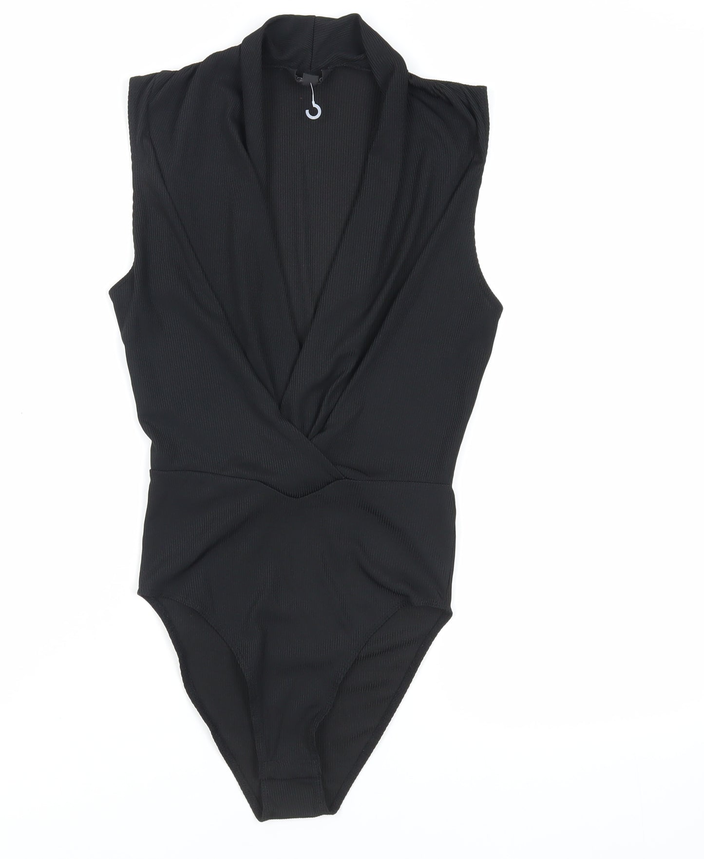 Topshop Womens Black Polyester Bodysuit One-Piece Size 8 Snap - Ribbed