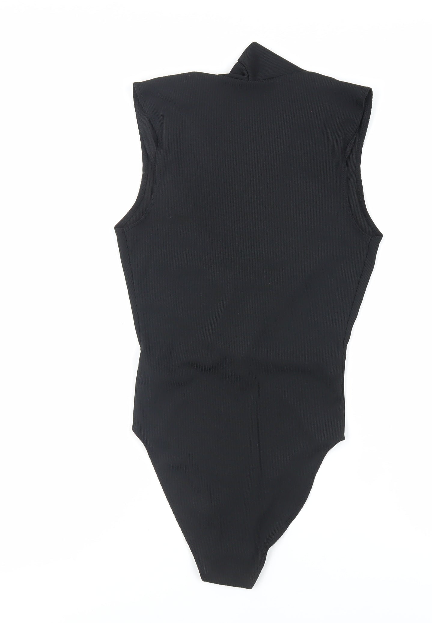 Topshop Womens Black Polyester Bodysuit One-Piece Size 8 Snap - Ribbed