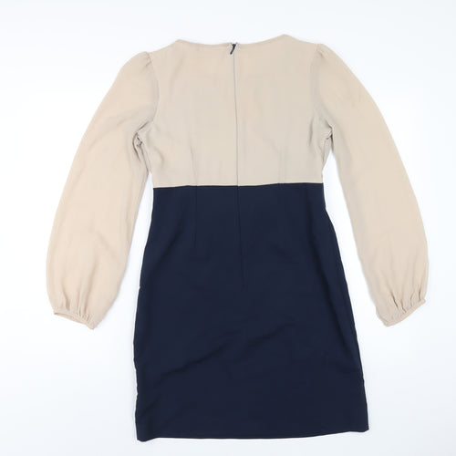 A Wear Womens Blue Polyester Pencil Dress Size 10 Round Neck Zip