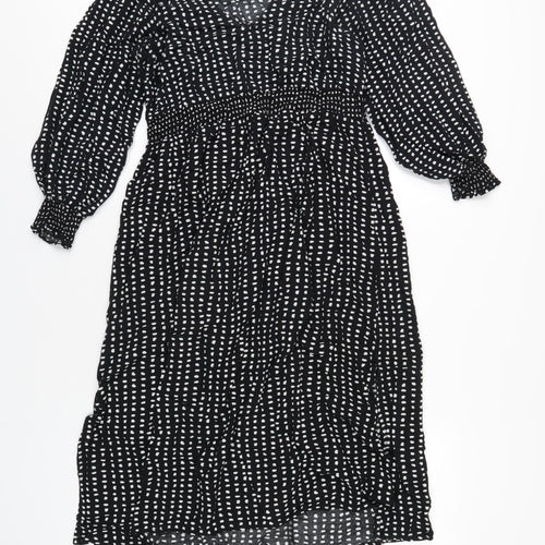 Dorothy Perkins Womens Black Polka Dot Viscose A-Line Size 12 V-Neck Pullover