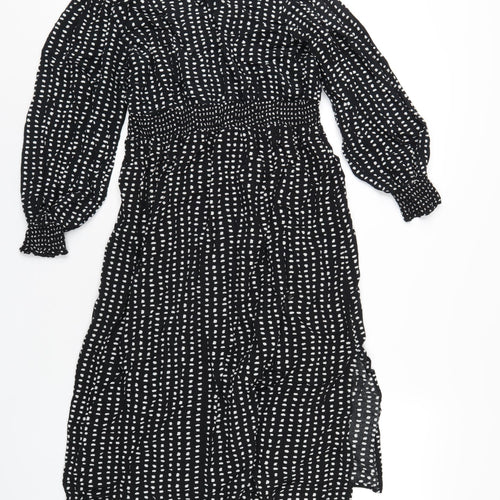 Dorothy Perkins Womens Black Polka Dot Viscose A-Line Size 12 V-Neck Pullover
