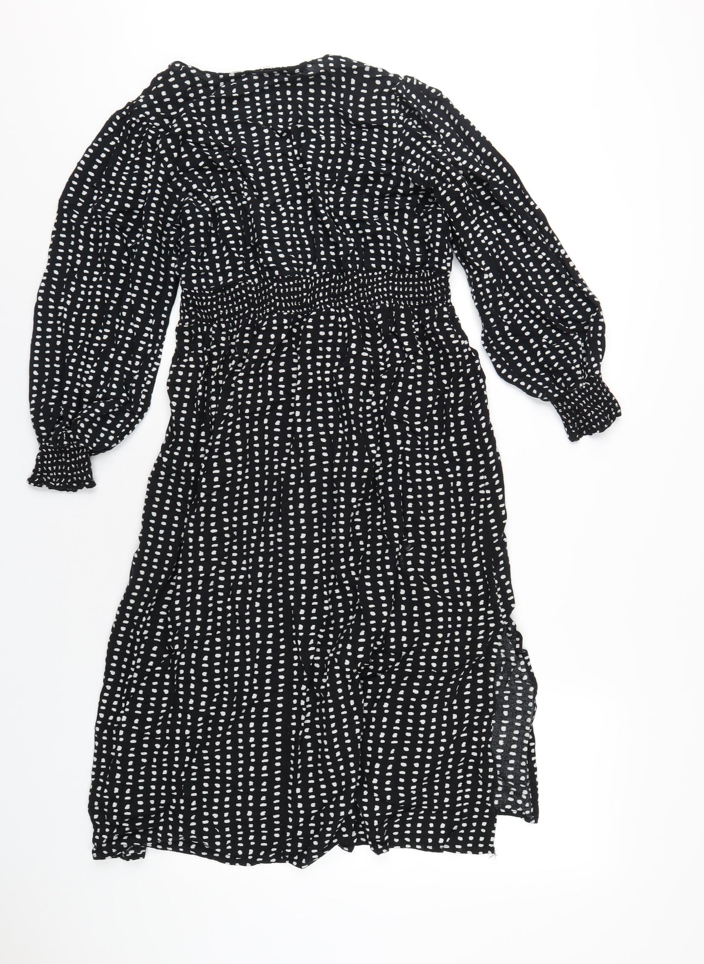 Dorothy Perkins Womens Black Polka Dot Viscose A-Line Size 12 V-Neck Pullover