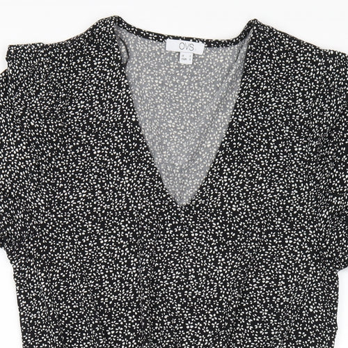 OVS Womens Black Polyester A-Line Size S V-Neck Pullover