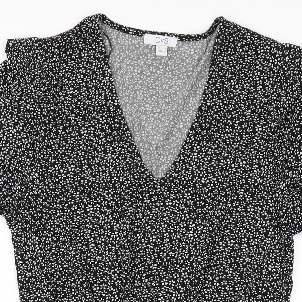 OVS Womens Black Polyester A-Line Size S V-Neck Pullover