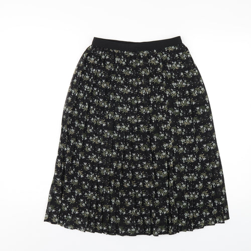 Uniqlo Womens Black Floral Polyester Pleated Skirt Size XS