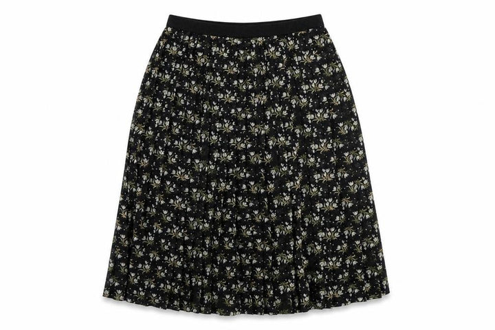 Uniqlo Womens Black Floral Polyester Pleated Skirt Size XS