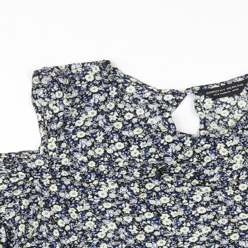 Dorothy Perkins Womens Multicoloured Floral Viscose Basic T-Shirt Size 20 Round Neck