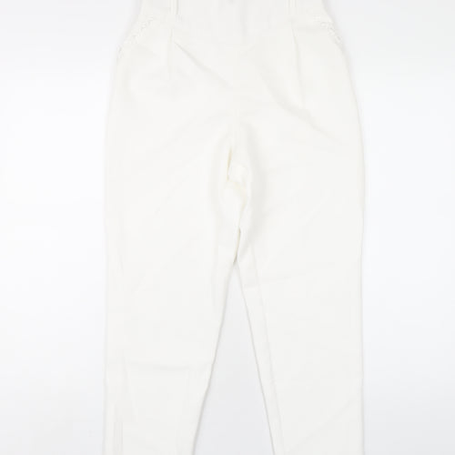 River Island Womens White Polyester Trousers Size 6 L25 in Regular Zip